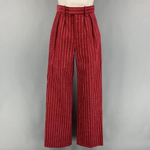 MARC JACOBS RUNWAY Spring 2020 Size 00 Burgundy Cotton Crystal Wide Leg Pants - Picture 1 of 5