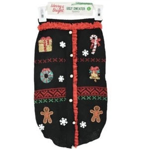 NEW Dog Cat Pet Ugly Christmas Sweater Holiday Winter Large MERRY AND BRIGHT - Picture 1 of 7