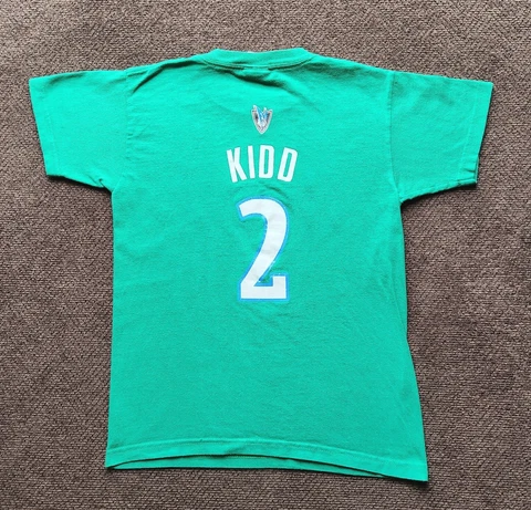 NBA Dallas Mavericks Jason Kidd Kids Youth Medium Tshirt #2 Green Anvil Vintage Cover