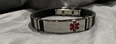 Men's Stainless Steel Silicone Rubber Medical Alert Logo ID Bracelet Bangle Cuff - Image 1 of 4