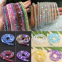 DIY Mystic Aura Quartz Gemstone Loose Beads Holographic Quartz Matte Bracelets