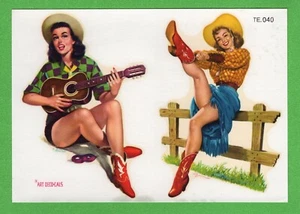 VINTAGE ORIGINAL 50er JAHRE SEXY EUROPÄISCHER CHARMER PINUP PAAR WASSER AUFKLEBER KUNST SCHÖN! - Bild 1 von 2