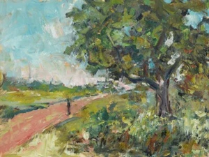 Art Original Oil Painting RM Mortensen "The Old Road" Trees Landscape Rural - Picture 1 of 1