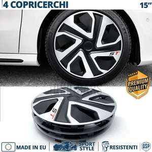 4 Copricerchi per Ford Ranger 2 15'' Coppette Silver e Nere 5 Razze MADE in EU - Foto 1 di 13