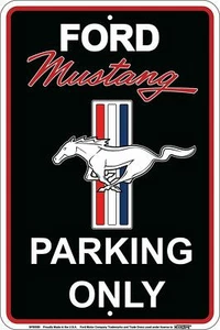 Ford Mustang Parkplatz nur schwarz geprägtes Metallschild 8x12 - Bild 1 von 1