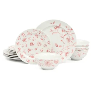 Empress Bouquet 12 Piece Decorated Porcelain Dinnerware Plates and Bowls Set ... - Picture 1 of 6