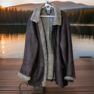 🚨🔥VINTAGE BRAUNER SHERLING LAMMFELL BRAUN MANTEL HERREN GRÖSSE 3xl - Bild 1 von 11