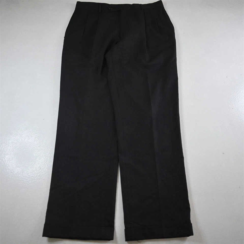 Calça Jos A Bank 33x32 cinza lã cashmere flanela corte completo plissada cintura alta - Imagem 1 de 4