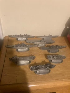 Lot of 8 Pewter WW2 US Navy Ships by United States Historical Society 1990 - Picture 1 of 6