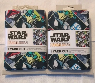 Lot Of 2 - New Star Wars Mandalorian 1 Yard Cut 36 x 44” 100% Cotton Fabric - Image 1 of 2