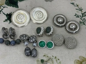 LOTE DE TRABAJO X 7 PARES PENDIENTES VINTAGE AÑOS 80 CLIP EN PLATA - Imagen 1 de 12