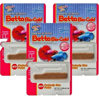 Paquete de 3 pellets para bebés Betta Bio-Gold nutrición equilibrada  Foto 1 de 4