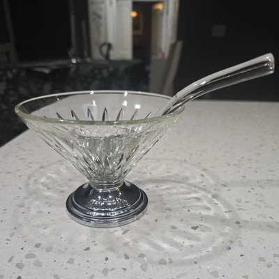 Plato de Sherbet/Helado con Cuchara de Cristal  Foto 1 de 4