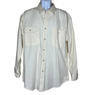 Camisa De Colección Cabeza de Pato Expedición Algodón Crema Manga Larga Abotonada Informal Larga Foto 1 de 4