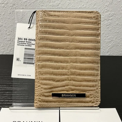 Cartera Brahmin Passport TRAVERTINO Cuero Genuino Nueva con Etiquetas Foto 1 de 4