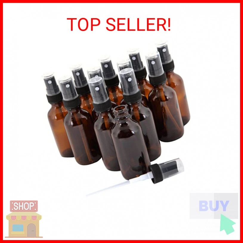 Amber Glass Bottles Containers With Fine Mist Sprayer 1 Oz 12 Pcs High Quality