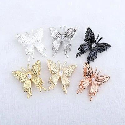 10Pcs Silver Plated Brass Butterfly Wings Spacer Beads 21x22mm DIY Jewelry Craft - Image 1 of 4