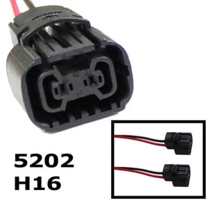 5202 H16 2504 PS24W Bulbs Female Connector For Fog Lights Wiring Pigtail Harness - Picture 1 of 10