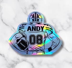 Personalized Holographic Football Player Sticker with Name & Team Number - Picture 1 of 5