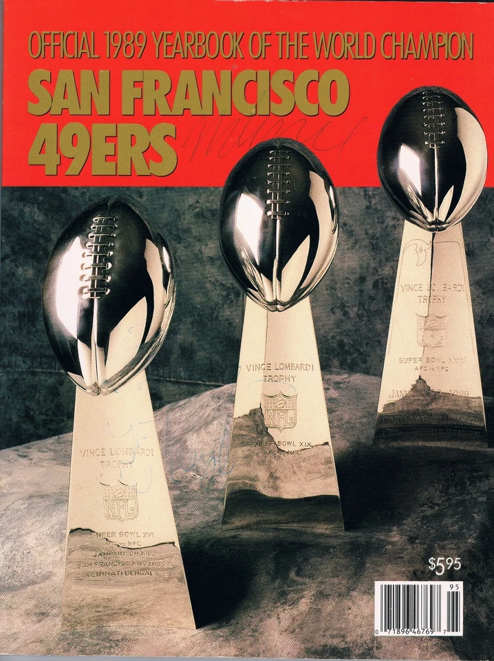 Eric Wright Guy McIntyre Signed Autographed 1989 49ers Football Program Yearbook - Image 1 of 1