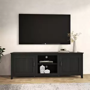 TV Stand Storage Media Console Entertainment Center Tradition Black with doors - Picture 1 of 9