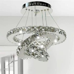 HONGMAO Modern Crystal Chandeliers LED Pink Chandelier Adjustable Stainless for - Picture 1 of 6