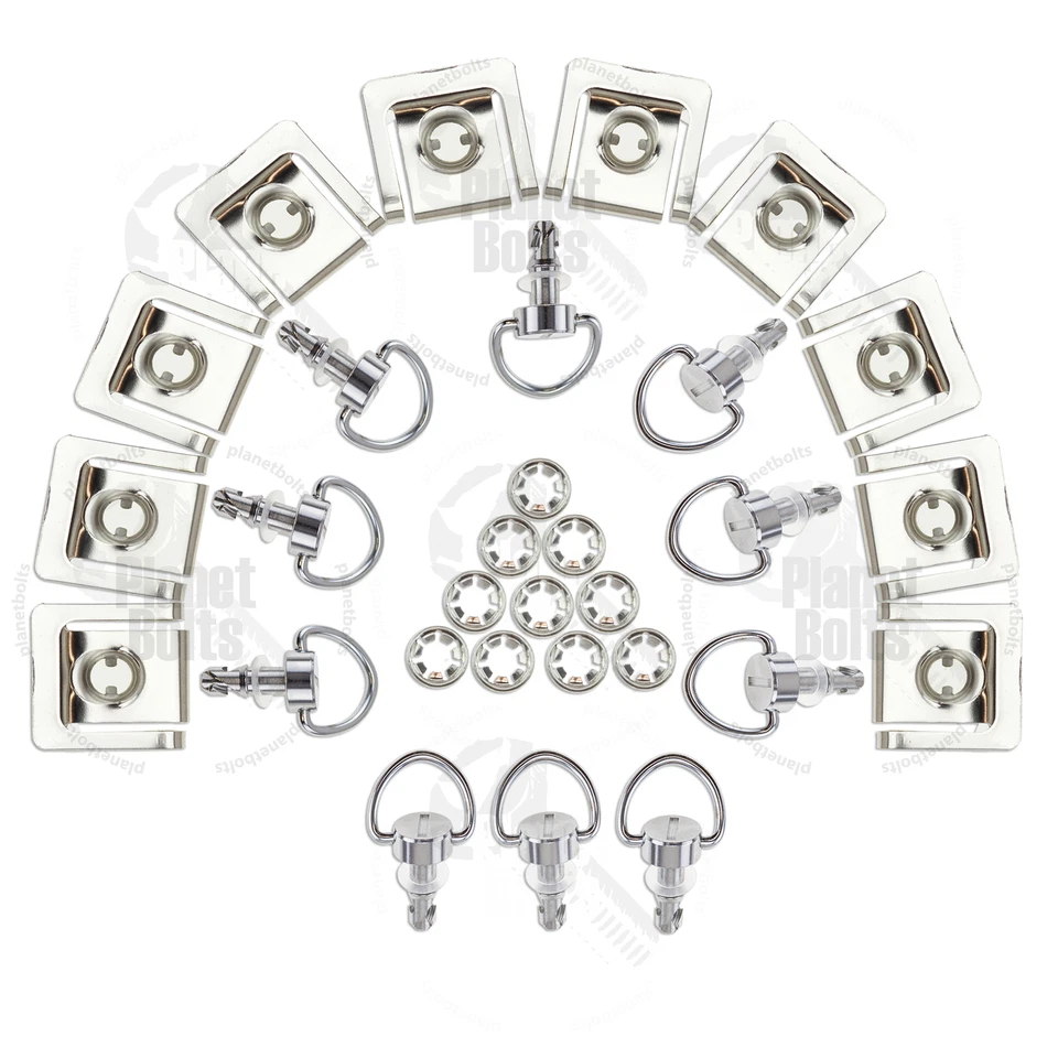 Chrome 10x 1/4 Turn Quick Release Clip Mount 19mm Fairing Race Dzus Panex - Image 1 of 4