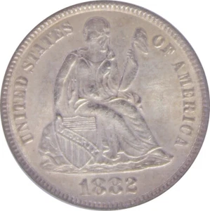 1882 MS63 Seated Dime, PCGS 4055001 - Picture 1 of 4