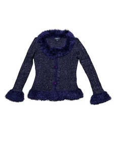Y2k Cardigan Sweater Womens XL Dressbarn Purple Knit Whimsigoth Vampy Witchy Top - Picture 1 of 11