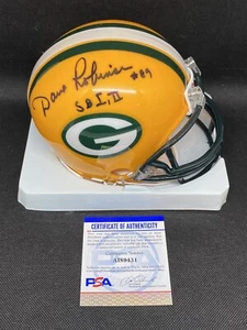 Mini casco firmato Dave Robinson Green Bay Packers SB I II Champs ~ PSA COA - Foto 1 di 4