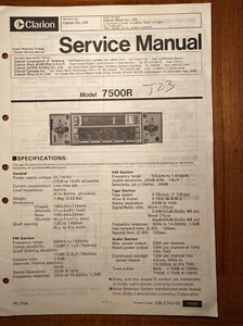 CLARION 7500R AM/FM STEREO RECEIVER ORIGINAL SERVICE REPAIR MANUAL - Picture 1 of 1