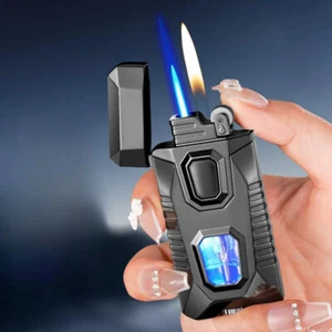 Cigarette Cigar Lighter Torch Double Flame Butane Gas Metal Windproof Lighters - Picture 1 of 29