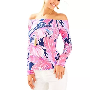 Lilly Pulitzer Audelia Off The Shoulder Top True Blue Paradise Point Size XS - Picture 1 of 6