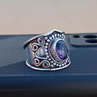 Amethyst Band Ring 925 Sterling Silver Wide Jewelry Gift For Friend Ka-327