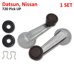 For Datsun Nissan 720 Pick UP 1980 - '91 Chrome Set Handle Window Crank Brown - Picture 1 of 11