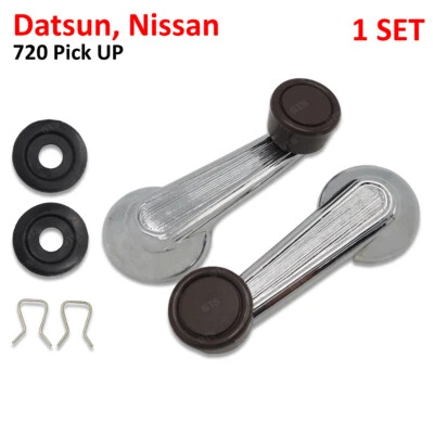 For Datsun Nissan 720 Pick UP 1980 - '91 Chrome Set Handle Window Crank Brown - Image 1 of 4