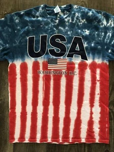 XL 🇺🇸 USA Hands made Tie Dye T-Shirt Fun Club Printed Flag USA Washiongton DC - Bild 1 von 5