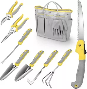 10 Piece Heavy Duty Gardening Tool Set with Gardening Tool Bag, Stainless Steel - Picture 1 of 11