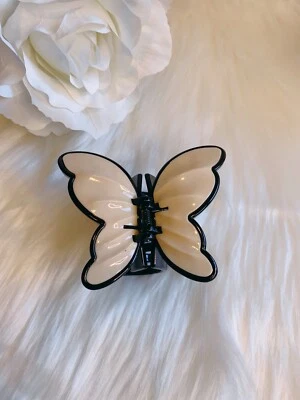Pinza de pelo grande mariposa para dama beige negro nueva moda Foto 1 de 3