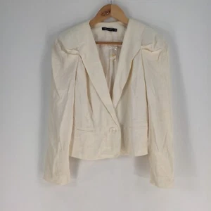 POrtmans womens blazer jacket size 8 creamy white long sleeve viscose 040007 - Picture 1 of 8