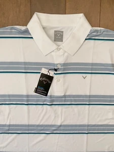 Callaway Opti-Dri Bright White Blue Stripe Nwt Golf Shirt 4X - Picture 1 of 4
