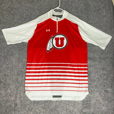 Utah Utes Mens Shirt 2XLT Tall XXLT Red White Under Armour 1/4 Zip Pullover NCAA Cover