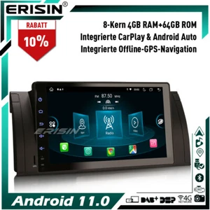 8-Kern 9" 64GB Android 11 Autoradio DAB+CarPlay GPS Navi für BMW 5er E39 X5 E53 - Bild 1 von 12