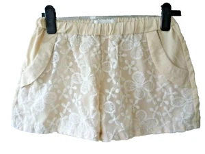Pantalones Cortos JULIE Damas Talla S 8 10 Beige Floral Encaje Bordado Bolsillos - Imagen 1 de 12