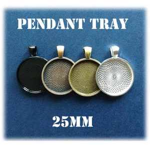 20 x Pendant tray 1 inch 25mm circle round Jewellery black silver bronze bezel - Picture 1 of 4