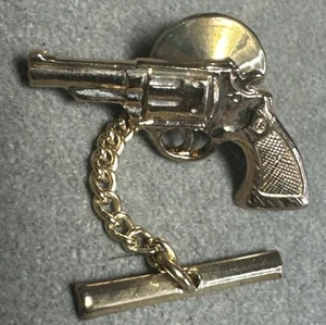 Vintage Smith and Wesson Revolver goldfarbene Anstecknadel - Bild 1 von 9