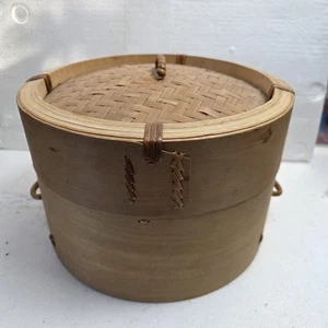 Traditioneller orientalischer Bambus Dampfgarer. Zwei Ebenen. Großer 12" Durchmesser - sehr gut - Bild 1 von 8