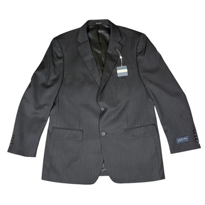 NWT Joseph & Feiss Pinstripe Wool Sport Coat Blazer Suit Jacket Men's 43L Black - Image 1 of 4
