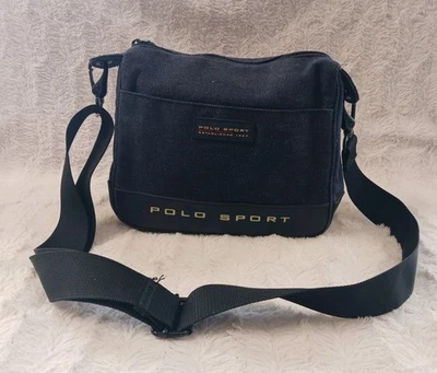 Mini Bolso de Hombro Cartera Vintage Polo Sport Ralph Lauren Negro/Azul Denim Años 90-Y2K Foto 1 de 4