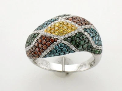 Anillo Le Vian Oro Blanco 18K Banda 1.68 Ct. Blanco Amarillo Verde Azul Rojo Diamantes Foto 1 de 4